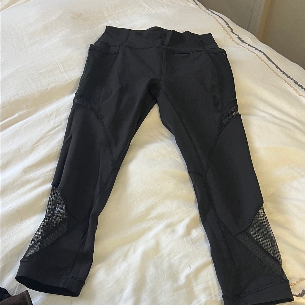 lululemon athletica Black Mesh-Detail Leggings